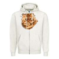 Oatmeal Heather Persian Cat Face Zipper Hoodie - LillyAllenDesigns