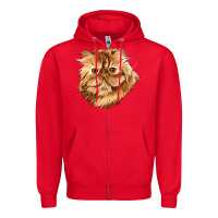 Red Persian Cat Face Zipper Hoodie - LillyAllenDesigns