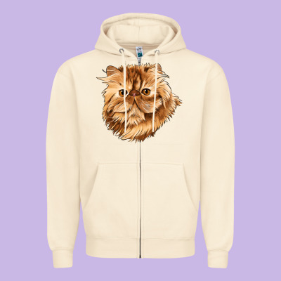 Persian Cat Face Zipper Hoodie Designed By Lillyallendesigns