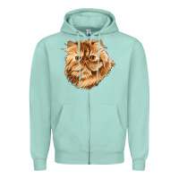 Seafoam Persian Cat Face Zipper Hoodie - LillyAllenDesigns