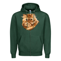 Sports Green Persian Cat Face Zipper Hoodie - LillyAllenDesigns