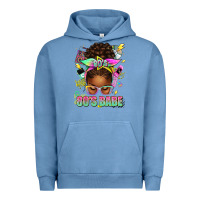 Pigment Pebble Blue 80's babe afro messy bun Urban Hoodie - texasbilliewilder