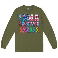 Army Green i am a survivor with all cancer ribbons Long Sleeve Tee - AdoDesignShop