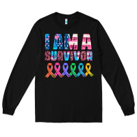 Black i am a survivor with all cancer ribbons Long Sleeve Tee - AdoDesignShop