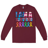 Burgundy i am a survivor with all cancer ribbons Long Sleeve Tee - AdoDesignShop