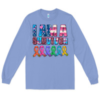 Colony Blue i am a survivor with all cancer ribbons Long Sleeve Tee - AdoDesignShop