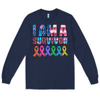 Navy i am a survivor with all cancer ribbons Long Sleeve Tee - AdoDesignShop