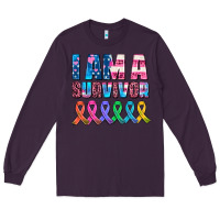 Plum i am a survivor with all cancer ribbons Long Sleeve Tee - AdoDesignShop