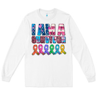 White i am a survivor with all cancer ribbons Long Sleeve Tee - AdoDesignShop