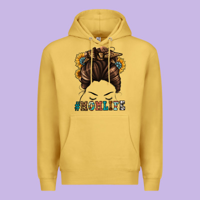 Mom Life Messy Bun Premium Hoodie Designed By Jasminsmagicworld