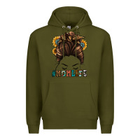 Army Green mom life messy bun Premium Hoodie - Jasminsmagicworld