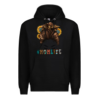 Black mom life messy bun Premium Hoodie - Jasminsmagicworld