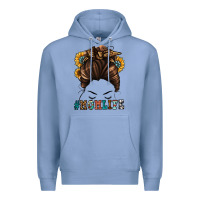 Colony Blue mom life messy bun Premium Hoodie - Jasminsmagicworld