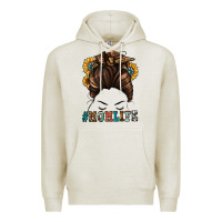 Oatmeal Heather mom life messy bun Premium Hoodie - Jasminsmagicworld