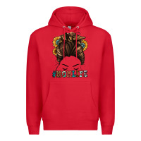 Red mom life messy bun Premium Hoodie - Jasminsmagicworld
