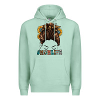 Seafoam mom life messy bun Premium Hoodie - Jasminsmagicworld