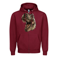 Burgundy Tyrannosaurus T Rex Face Zipper Hoodie - LillyAllenDesigns
