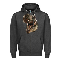 Charcoal Heather Tyrannosaurus T Rex Face Zipper Hoodie - LillyAllenDesigns