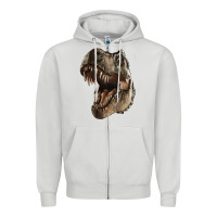 Dove Grey Tyrannosaurus T Rex Face Zipper Hoodie - LillyAllenDesigns