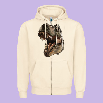 Tyrannosaurus T Rex Face Zipper Hoodie Designed By Lillyallendesigns