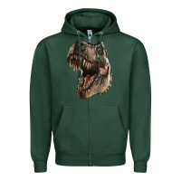 Sports Green Tyrannosaurus T Rex Face Zipper Hoodie - LillyAllenDesigns