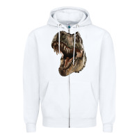 White Tyrannosaurus T Rex Face Zipper Hoodie - LillyAllenDesigns