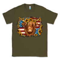 Army Green 4th of july shaggy cow Classic Tee - Jasminsmagicworld