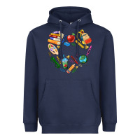 Navy teacher heart custom Heavyweight Hoodie - NancyCooperArtShop