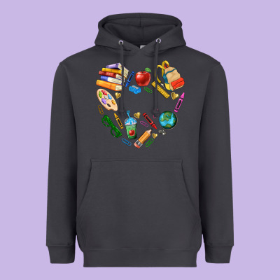 Teacher Heart Custom Heavyweight Hoodie Designed By Nancycooperartshop