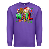 Purple santas favorite nail tech Premium Sweatshirt - MaliasSmallBusiness