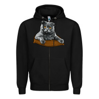 Black Scottish Fold Zipper Hoodie - LillyAllenDesigns