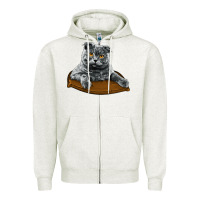 Oatmeal Heather Scottish Fold Zipper Hoodie - LillyAllenDesigns