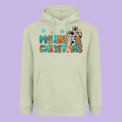 Western Merry Christmas Heavyweight Hoodie Designed By Maliassmallbusiness