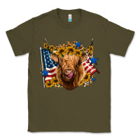 Army Green 4th of july shaggy cow leopard background Classic Tee - Jasminsmagicworld