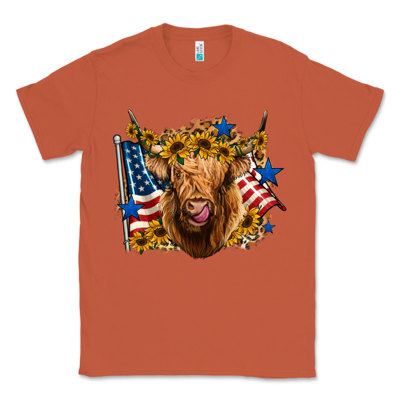 4th Of July Shaggy Cow Leopard Background Classic Tee by Jasminsmagicworld | Teevron