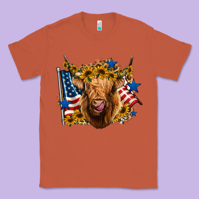 4th Of July Shaggy Cow Leopard Background Classic Tee Designed By Jasminsmagicworld