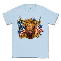 Dusty Blue 4th of july shaggy cow leopard background Classic Tee - Jasminsmagicworld