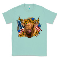 Seafoam 4th of july shaggy cow leopard background Classic Tee - Jasminsmagicworld