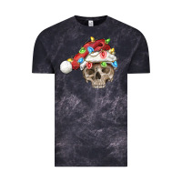 Cloud Black Christmas skull with santa hat Vintage Tee - FaDigitalArtStudio