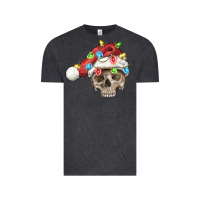 Vintage Black Christmas skull with santa hat Vintage Tee - FaDigitalArtStudio