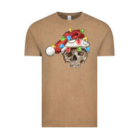 Vintage Coffee Christmas skull with santa hat Vintage Tee - FaDigitalArtStudio
