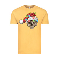 Vintage Mustard Christmas skull with santa hat Vintage Tee - FaDigitalArtStudio