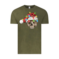 Vintage Olive Christmas skull with santa hat Vintage Tee - FaDigitalArtStudio