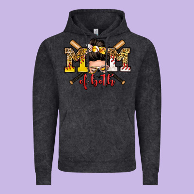 Mom Of Both Baseball And Softball Messy Bun Vintage Hoodie Designed By Zillion Design Studio