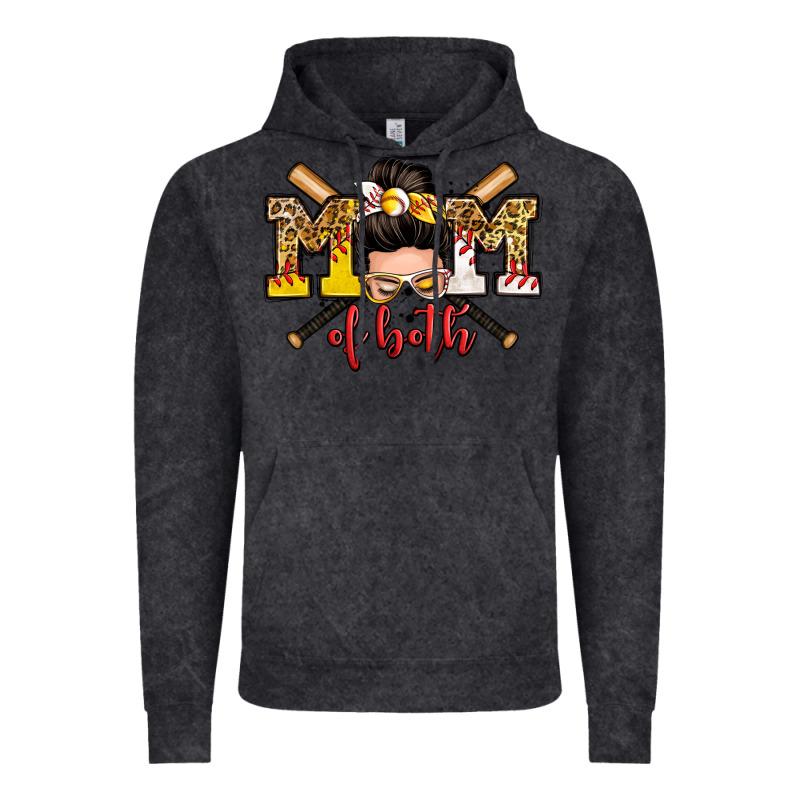 Mom Of Both Baseball And Softball Messy Bun Vintage Hoodie by Zillion Design Studio | Teevron