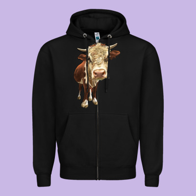 Hereford Heifer Zipper Hoodie Designed By Lillyallendesigns