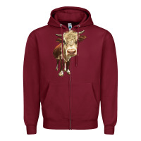 Burgundy Hereford Heifer Zipper Hoodie - LillyAllenDesigns