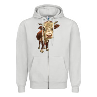 Dove Grey Hereford Heifer Zipper Hoodie - LillyAllenDesigns