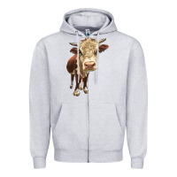Heather Grey Hereford Heifer Zipper Hoodie - LillyAllenDesigns