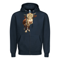 Navy Hereford Heifer Zipper Hoodie - LillyAllenDesigns